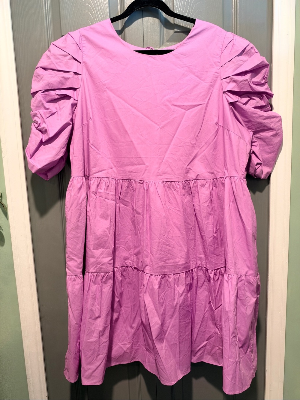 English Factory Lilac Puff-Sleeve Tiered Dress